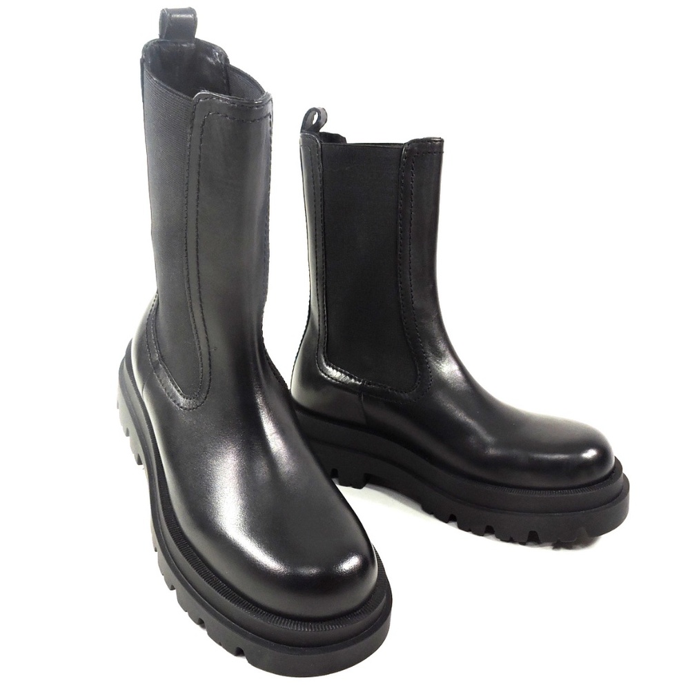 TWINSET 🇮🇹 WOMEN'S BLACK LEATHER COMFORT WINTER CHELSI BOOTS